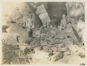 Image of Eskimo [Inughuit] girls down in stone fox trap